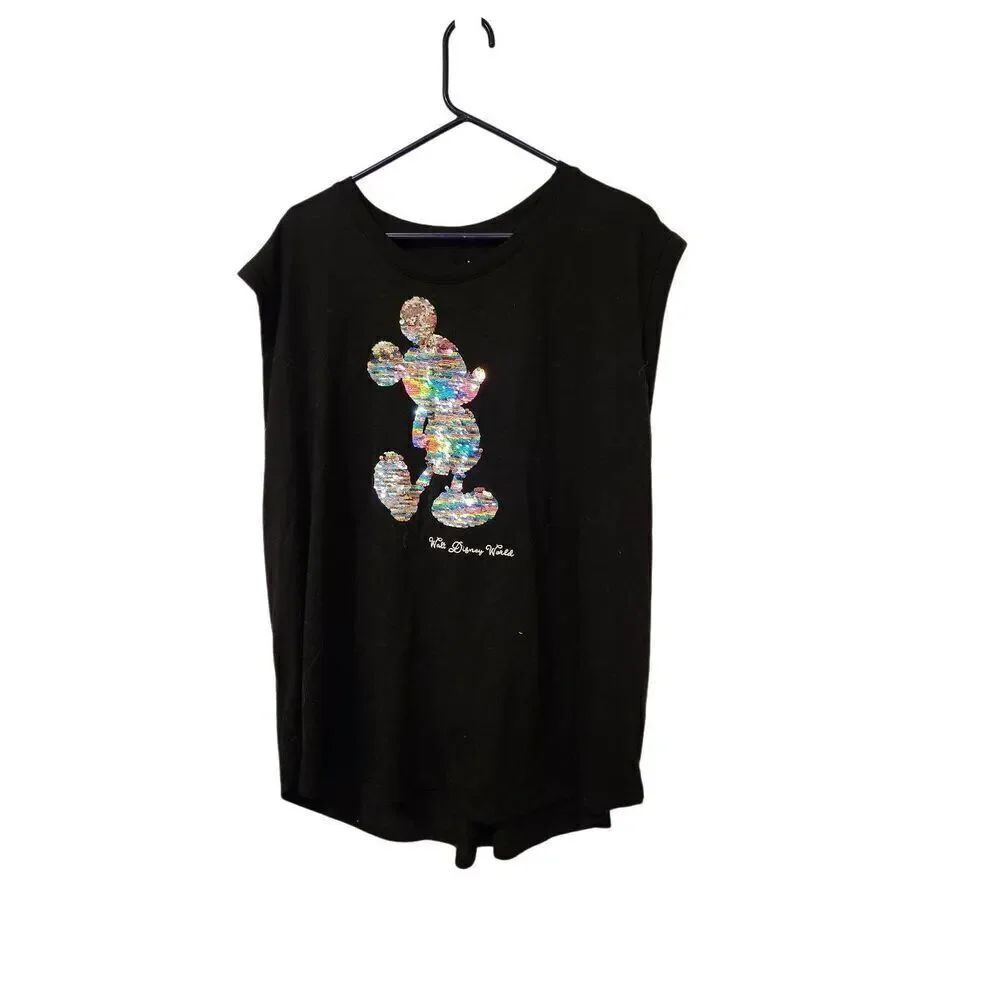 Disney Mickey Mouse Sequins Tank/Short Sleeve Top Adult XXXL NWOT